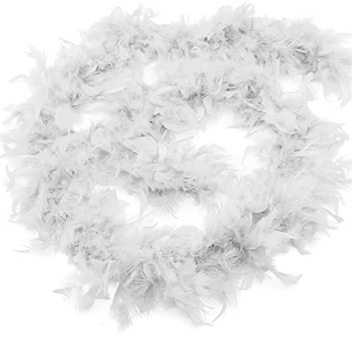 Anjing Federboa für Frauen, 2 m, Federboas zum Basteln, Partyzubehör, Mädchen, Kostüm, Weiß, 2 Stück