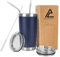 CherryKelly 20oz (550ml) Insulated Travel Tumbler Mug Stainless Steel Vacuum Coffee Cup with 2 Leak-Proof Lids & Straws, BPA-Free, Hot & Cold, Commute, Gym, Office - Navy Blue