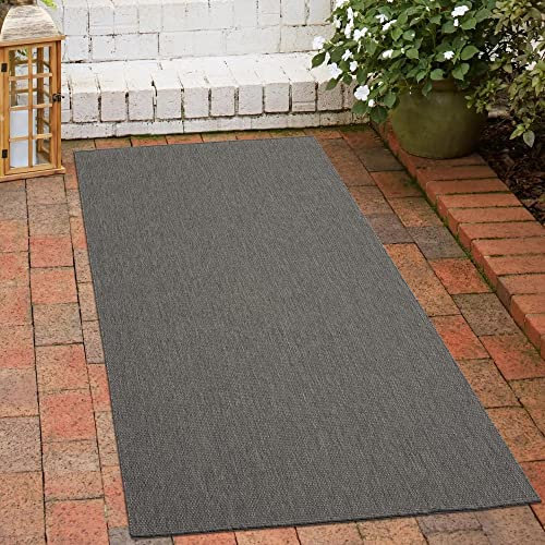 CARPETIA Dunkel-klassischer Sisal Teppich In- & Outdoor in anthrazit Größe 80 x 150 cm