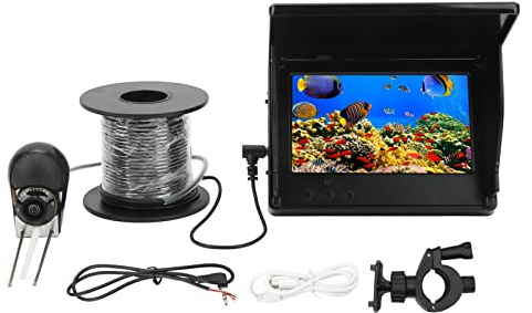 Unterwasser Angelkamera , Tragbare ABS IPS Vollbild Fischfinderkamera mit 5 Zoll HD LCD Monitor , Wasserdichte Unterwasserkamera das Kajakfischen auf Eisseen(20m/65 , 6 ft)