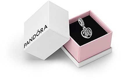 PANDORA Silver 30 Years of Love Dangle Charm for Bracelet | 30 Years of Love Dangle Charm in Sterling Silver with the Number 30 on a Heart Set with Cubic Zirconia