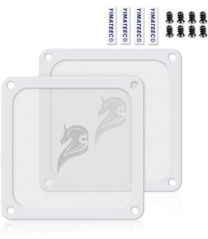 YIMATEECO Filtro Antipolvere PC 140mm Magnetico Filtro per ventola computer Griglia a Rete Ventola di Raffreddamento PVC per Computer Case(PVC Gentiluomo, 140 * 140 mm, 2 Pezzi, Bianco)