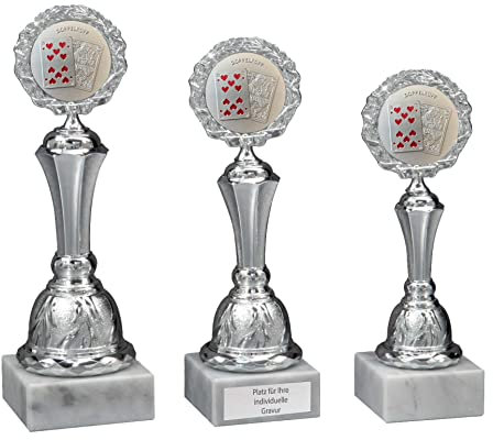 eberin · Doppelkopf Pokal · Kartenspiel · Schafkopfspiel · Wanderpokal · Auszeichnung · Ehrenpreis · Silber Pokal · Doppelkopf Trophäe · mit Wunschgravur in 3 Größen (23,5 cm)