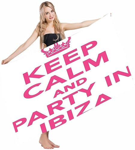 Badetücher Ibiza Keep Calm Party Popkultur Phrase Kronenmotiv Spanische Balearen Badelaken Perfekt Strandhandtuch Sandfreie Duschtuch Für Reisen Pool Wandern 80x130 cm