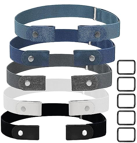 Elastischer Gürtel Ohne Schnalle, 5pcs Gürtel Ohne Schnalle Elastisch für Damen oder Herren, Gut Gemacht, Super Elastisch, Stark, Langlebig, Schnallenloser Gürtel für Jeans, Hose, Kleid