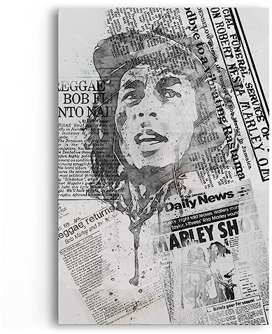 Paul Sinus Bob Marley Musiklegende Reggae Schwarz Weiß Kunstvoll Newspaper