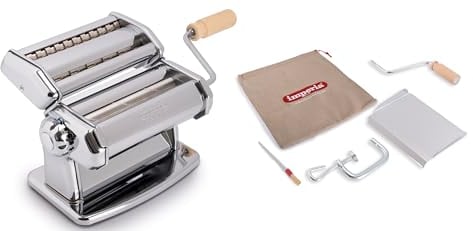 Imperia IPASTA Gourmet. Macchina per pasta ruvida 100%. Made in Italy. Macchina pasta fresca manuale acciaio inox. Sfogliatrice crea una sfoglia ruvida per Sfoglia, Lasagne e Fettuccine. (Cromato)