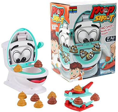 Poop Shoot Game Toy - Funny Toilet Games - Toilet Creative Toy for Kids, Family Party Poop Shoot Game Toy, Include 12 Poops, 2 Launchers and A Sticker