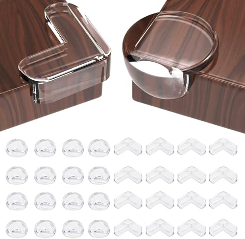 Kantenschutz Baby, 32 Stück Eckenschutz Baby Selbstklebend Silikon Transparent 2 Formen Tischkantenschutz Möbel Selbstklebend Kantenschutz für Babysicherung und Kindersicherung
