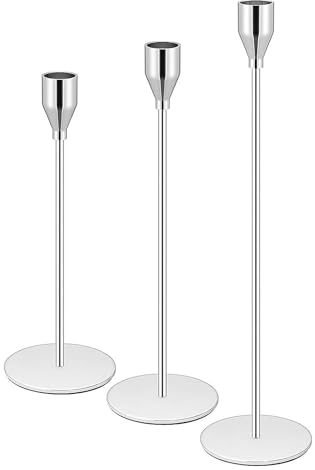 Kerzenständer, Silber/Schwarz Kerzenhalter für Kegel Kerzen, Kegel Kerzenhalter dekorative Kerzenhalter für Hochzeit, Essen, Party, Jahrestag (Silber, 3 Stück)