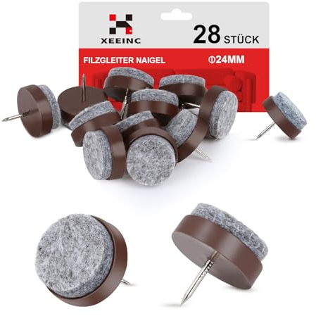 XEEINC Filzgleiter für Stühle 28 Stück - Ø 24mm Filzgleiter Nagel Stuhl Filzgleiter mit 5mm Dicke, Einfache Installation, Möbelgleiter Filz Stuhlgleiter für Möbel