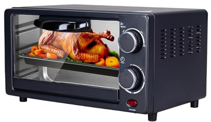 Fornetto Elettrico Multifunzione 9L 650W - Nero | Cottura e Riscaldamento Uniforme con Termostato Regolabile | Ideale per Dolci, Brioche e Piatti Vari |Griglia e teglia in OMAGGIO