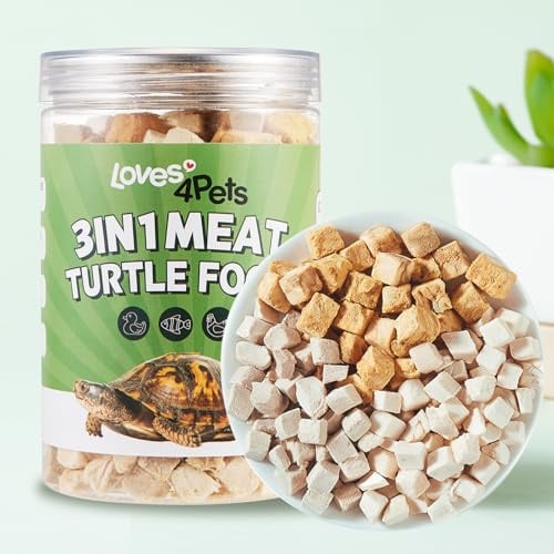 Loves4Pets Turtle Food - 3 in 1 Freeze-Dried Meat – Chicken, Duck & Salmon – Natural Treats for Turtles, Cats & Dogs – Human-Grade Real Meat