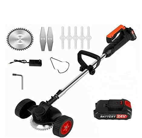 MEIVIYA Taille-Bordures et Coupe-Bordure Tondeuse Lithium 24V avec Roues Tondeuse à Gazon Machine de désherbage Domestique(One Charge,Zwart)