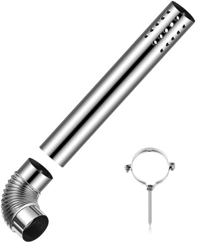 Blulu 1 Set 7,6 cm Außendurchmesser und 7,6 cm Außendurchmesser x 50 cm Länge, Edelstahl-Entlüftungsrohr mit Kamin-Regenschutzkappe, horizontales Abschlussrohr für Durchlauferhitzer, Luftbelüftung