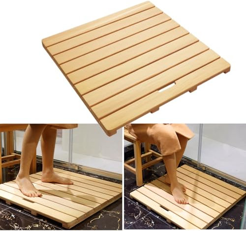 Tarima Ducha, Alfombra Ducha Antideslizante Multifuncionales Suelo Ducha Exterior, Tarima de Madera de Ducha Resistentes al Moho, Base Ducha para Plato de Ducha, Secado Rapido(Dark Color,30cmx30cm)