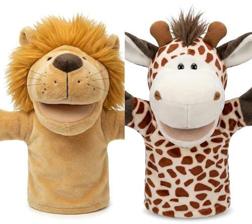 LOMTRATS Handpuppen für Kinder, Kleinkind enthält Wolf, Tiger, Löwe, AFFE und bewegliche offene Münder, perfekt zum Geschichtenerzählen, Unterrichten, im Vorschulalter und als Geburtstagsgeschenk