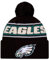 New Era Unisex-Erwachsene NFL Official Sideline Team Logo Sherpa Striped Pom Beanie Cold Weather Knit Hat, Philadelphia Eagles - Schwarz, Einheitsgr��e