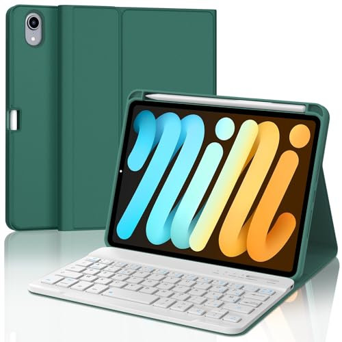 JADEMALL Tastiera per iPad Mini 7/6 8.3, Custodia con Italiano QWERTY Tastiera Bluetooth con Portapenne per iPad Mini 7 (A17 Pro) 8.3 2024, Verde scuro