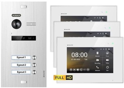 BALTER EVO HD Unterputz Silber 3x7 Monitor Weiß Video Türsprechanlage Set 3 FAM