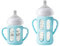 2 Pack Silicone Sleeves for Philips Avent Glass Natural Baby Bottles 4oz and 8oz, Anti Breakage Baby Bottle Holder with Handle, Feeding Bottle Handle (Blue)