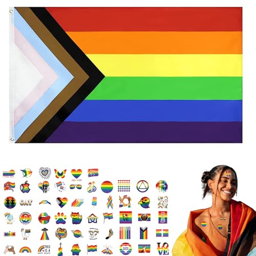 Progress Pride Flag Set Progress Pride Flag Sticker Set, Regenbogen Flagge Perfektes Präsent und Dekoration für LGBTQ und Pride Events Pride Regenbogen Flagge Sticker Set