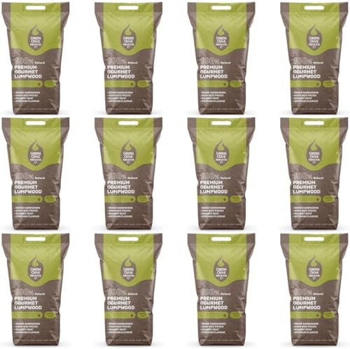 Green Olive Firewood - Premium Gourmet Lumpwood bbq Charcoal - Restaurant Grade Charcoal Barbecue - ideal for Charcoal Barbecues, fire-pits and outdoor grilling - bbq coal 5.5 Kg - 12 Pack