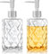 Glass Soap Dispenser - 2 Pack 12 Oz Clear Glass Liquid Hand Soap Dispenser with Rustproof Plastic Pump, Refillable Dish Bottle Dispenser for Bathroom, Kitchen (Clear)