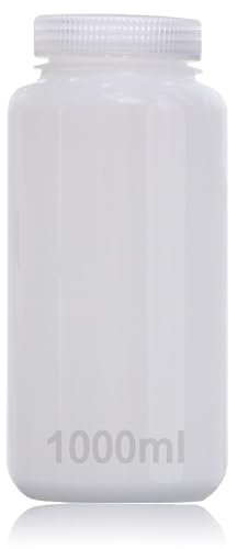 DKBT Weithalsflasche 1000ml Kunststoff Flasche Leere Laborflasche Auslaufsicher Durchscheinend aus HDPE-Flasche mit Breiter Öffnung für Pillenflaschen Wasserprobenflaschen
