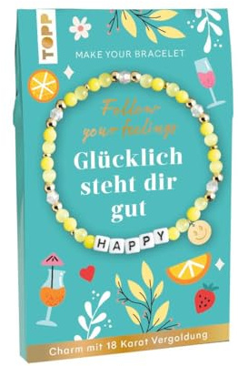 Follow your Feelings - Make your bracelet - Schmuckset Happy: Anleitung und Material für ein Armband. Mit gestalteter Geschenkkarte