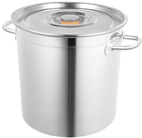 JJsdwin 35L Suppentopf Groß, Edelstahl Kochtopf Mit Deckel, Saucepan, Große Kapazität Gastronomie Kochtopf für Gasherden, Elektroherden, Induktionsherden, Silber