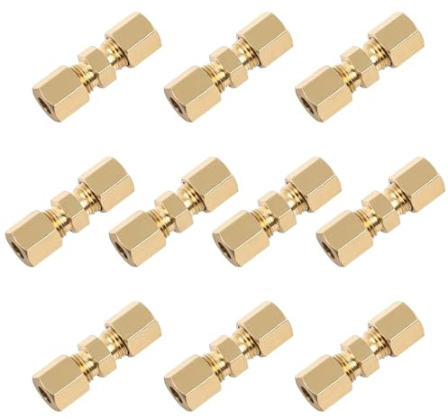 Geoyien Bremsleitung Verbinder, 3/16 Bremsleitung Verbinder Ø4,75mm, Fertigbearbeitung aus Kupfer Stahl (10 Stücks)
