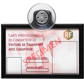 Porte Carte Pare Brise pour Taxi/Chauffeur VTC/Handicapé/Identité avec Ventouse