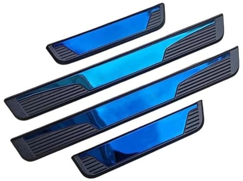 JGTUIRYEH für Skoda Rapid Spaceback 2013-2019 4 Stück Auto Einstiegsleisten Schutz Edelstahl Türschweller Aufkleber Schwellerleisten Platte Abdeckung Tuning Zubehör,A/Blue