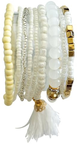 GLOREX Armbänder Bastelset - 6 bis 9 Stück - mit Angänger (weiß)