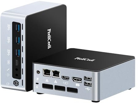 PeeliCeeli Mini PC, Core Ultra 7 155U Prozessor, Win11 Pro Mikro-Desktop-Computer, AI Boost NPU, 2X Gigabit LAN, DP/HD/Type-C 4K Display, WiFi6, BT5.2, DDR5 16GB RAM 256GB NVME SSD