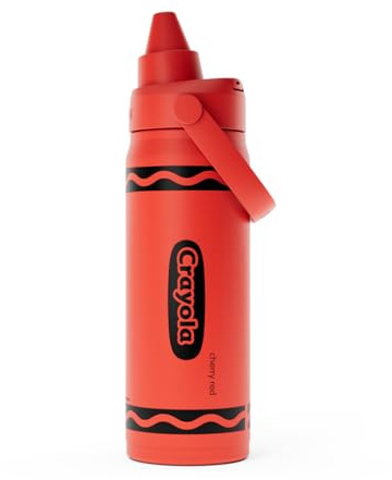 CamelBak Crayola Chug Stainless Steel Water Bottle 16oz, Red | Vacuum Insulated Steel, Spill Resistant Chug Lid, Durable Stainless Steel, Protective Silicone Base, Easy Carry Design
