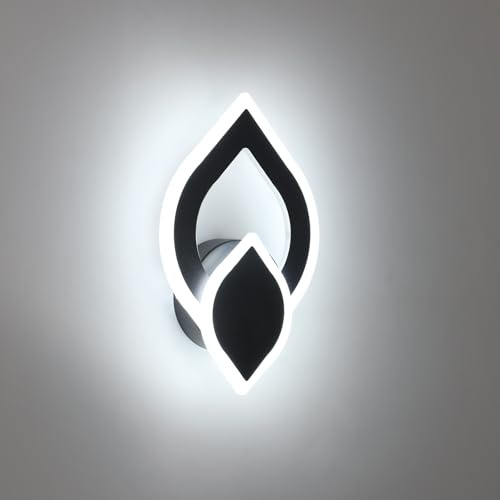 SENQIU LED Wandleuchte Innen, 16W Moderne Design Wandlampe LED | Wandbeleuchtung Schwarz aus Acryl 6500K Kaltweißes Licht für Wohnzimmer, Schlafzimmer, Flur, Treppen