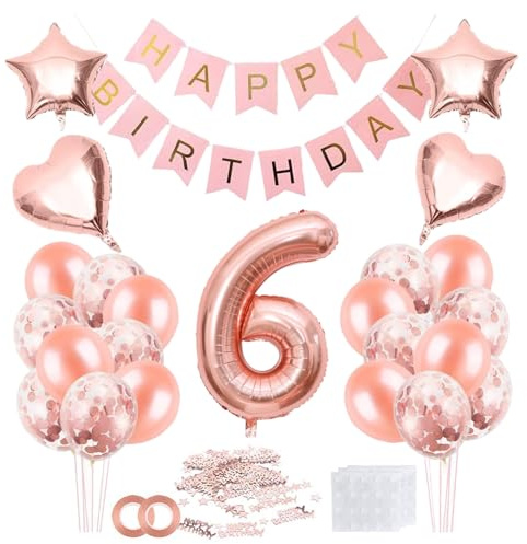 Luftballon 6. Geburtstag Zahl 6, Geburtstagsdeko, Riesen Folienballon, 32 Zoll Helium Ballons Geburtstagsdeko, Happy Birthday Folienballon Kinder Mädchen Junge