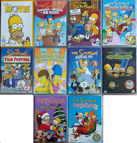 SIMPSONS 1-10 COMPLETE COLLECTION / THE MOVIE backstage pass RISKY BUSINESS film festival CHRISTMAS 1 & 2 gone wild TREEHOUSE OF HORROR kiss and tell ...= ULTIMATE 10x UK DVD SET