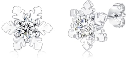 Loutade Silber Weihnachten Ohrringe Damen, 925 Sterling Silber Ohrstecker Weihnachtsohrringe, Funkelnde Hirsch & Weihnachtsbaum & Schneeflocke Ohrringe Stecker, Ohrstecker Silber 925 zum Weihnachten