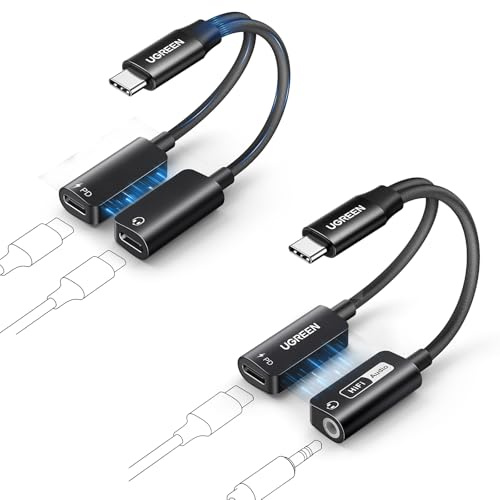 UGREEN Magnetic PD 60W Hi-Res 32bit/384kHz 2-IN-1 USB C to 3.5mm Jack and Charger Adapter + Dual USB C Headphone and Charge Adapter