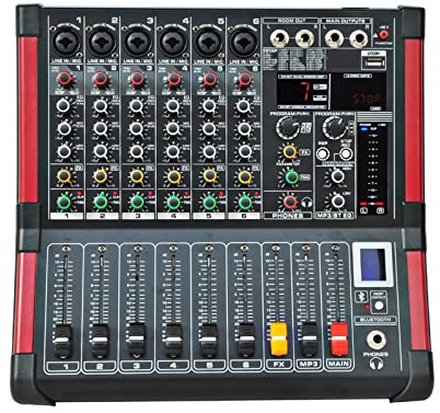 Mischpult, Aufnahme 6 Kanäle (Mono) 99 DSP-Effekt USB-Funktion Professioneller Mixer