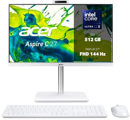 Acer Aspire C27A-P1MTL Computer Fisso All in One 27 FHD 144 Hz IPS | Intel Core Ultra 5 115U, Ram 16 GB DDR5, 512 GB SSD, Intel Graphics, WiFi6, Webcam, Windows 11 Home