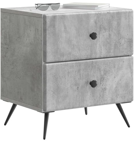 vidaXL Nachttisch 2 pcs Betongrau 43 x 34,5 x 47,5 cm Holzwerkstoff, Geräumiger Nachttisch, rechteckiger Beistelltisch, modernes Schlafzimmermöbel, praktische Ablageflächen, Akzente im Raum