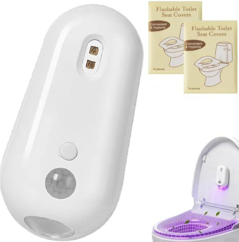 MASINIES Luz desinfectante UV de limpieza automática para inodoro, lámpara nocturna para inodoro con sensor de movimiento, montaje adhesivo para baños (#1)