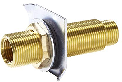 Wanddurchführung für Trockenbau 1/2 IG x 3/4 AG mit Krallenplatte, Länge 115 mm