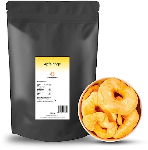 Sultan’s Palace Getrocknete Apfelringe – 1000 g – Beste Premium Qualität – Getrocknete Apfelscheiben ohne Zucker – Trockenobst Äpfel als Vegane Frucht Snacks – Dried Apples (Glutenfrei, Laktosefrei)