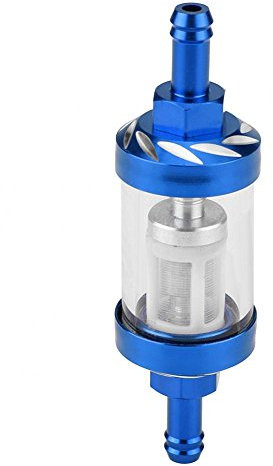 Filtro del gasolio in linea in metallo sostituzione per gasolio Filtro carburante 8mm Filetto di ricambio sostituzione per filtro olio moto universale sostituzione per moto(Blu)