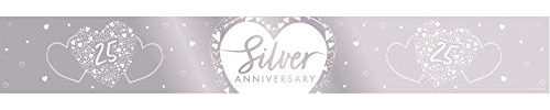 Creative Party J054 Silberfolienbanner zum 25. Hochzeitstag, 1 Stück